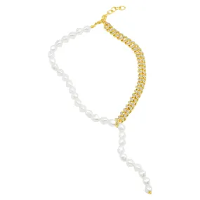 Half Pearl Chain Necklace