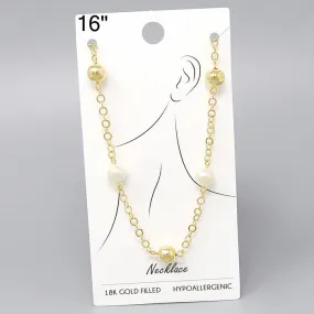 Gold Pearl Chain Necklace