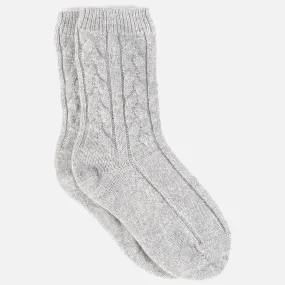 Gray Cashmere Cable Knit Socks