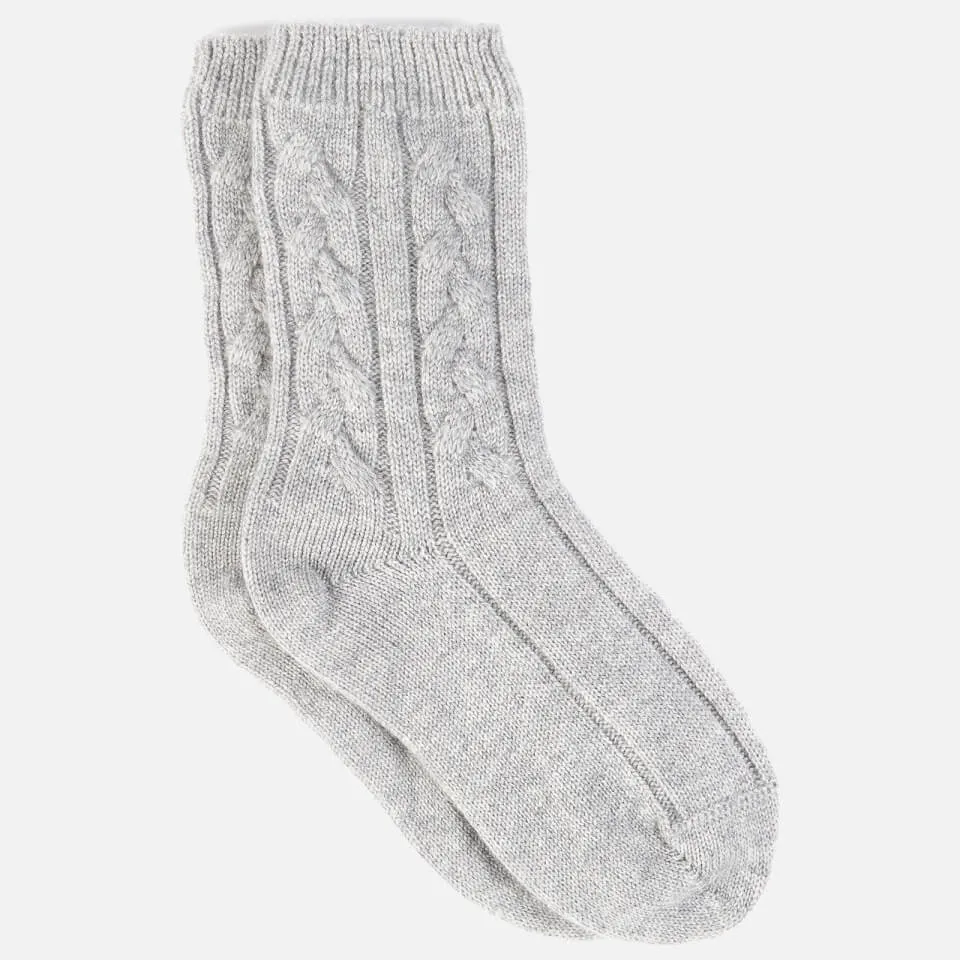 Gray Cashmere Cable Knit Socks