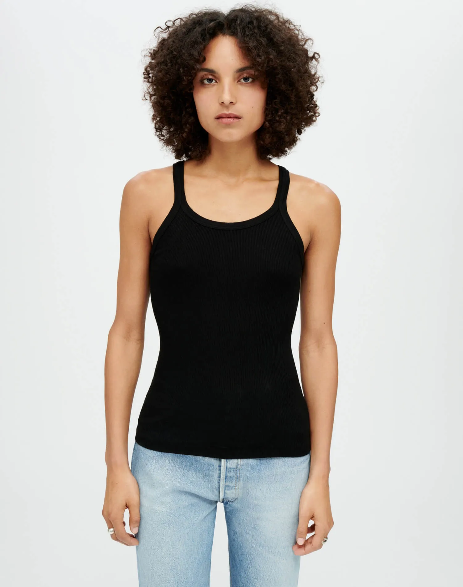 Hanes Black Ribbed Tank