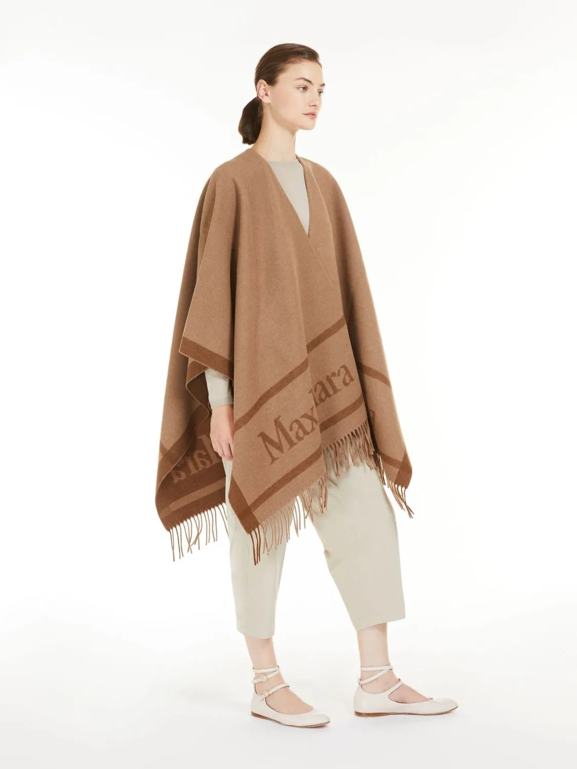 Hilde Wool Cape with Fringes