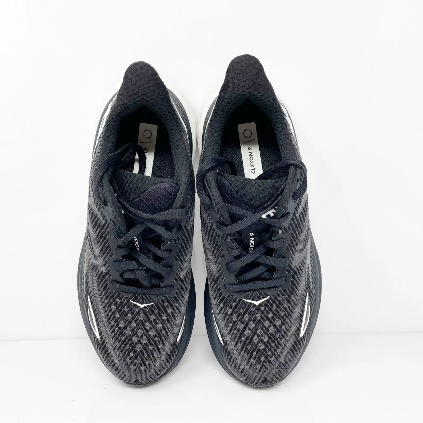 Hoka One One Womens Clifton 9 1127896 BWHT Black Running Shoes Sneakers Sz 6.5 B