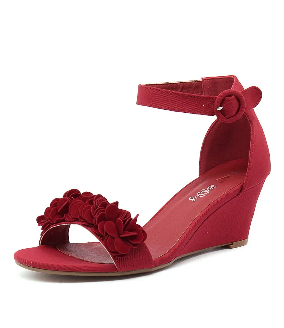 I LOVE BILLY Bines Red Bright Multi Grosgrain Flowers