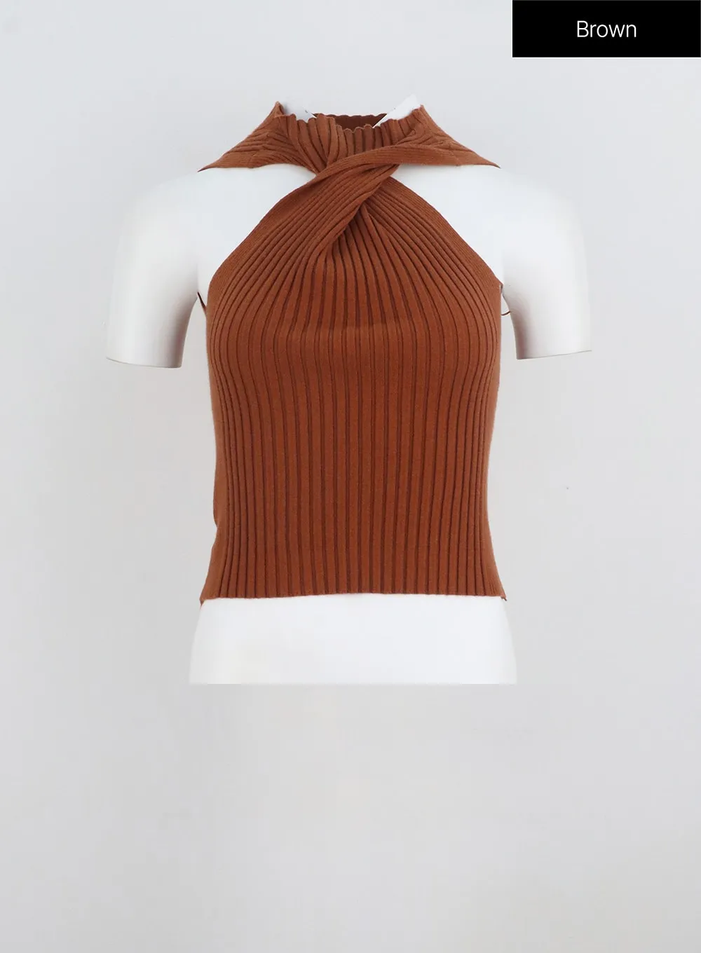 IL326 Halter Neck Ribbed Top