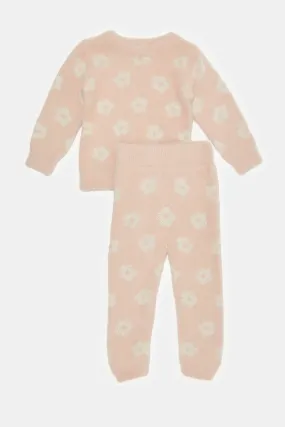 Infant Girls Pink Knitted Casual Set (2 Piece)