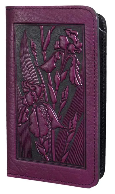 Leather Checkbook Cover in Iris