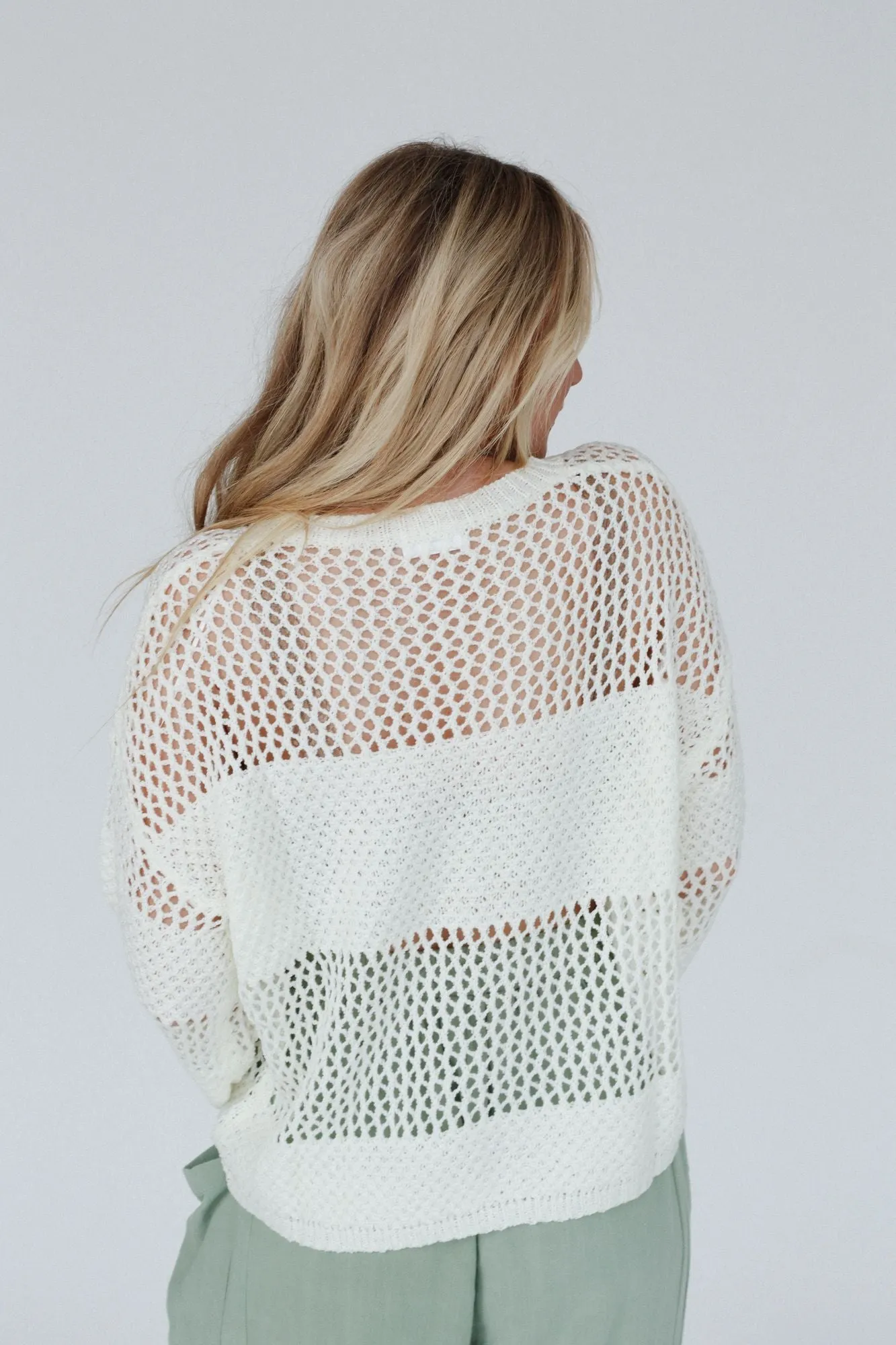 Ivory Sweet Peek Open Knit Top