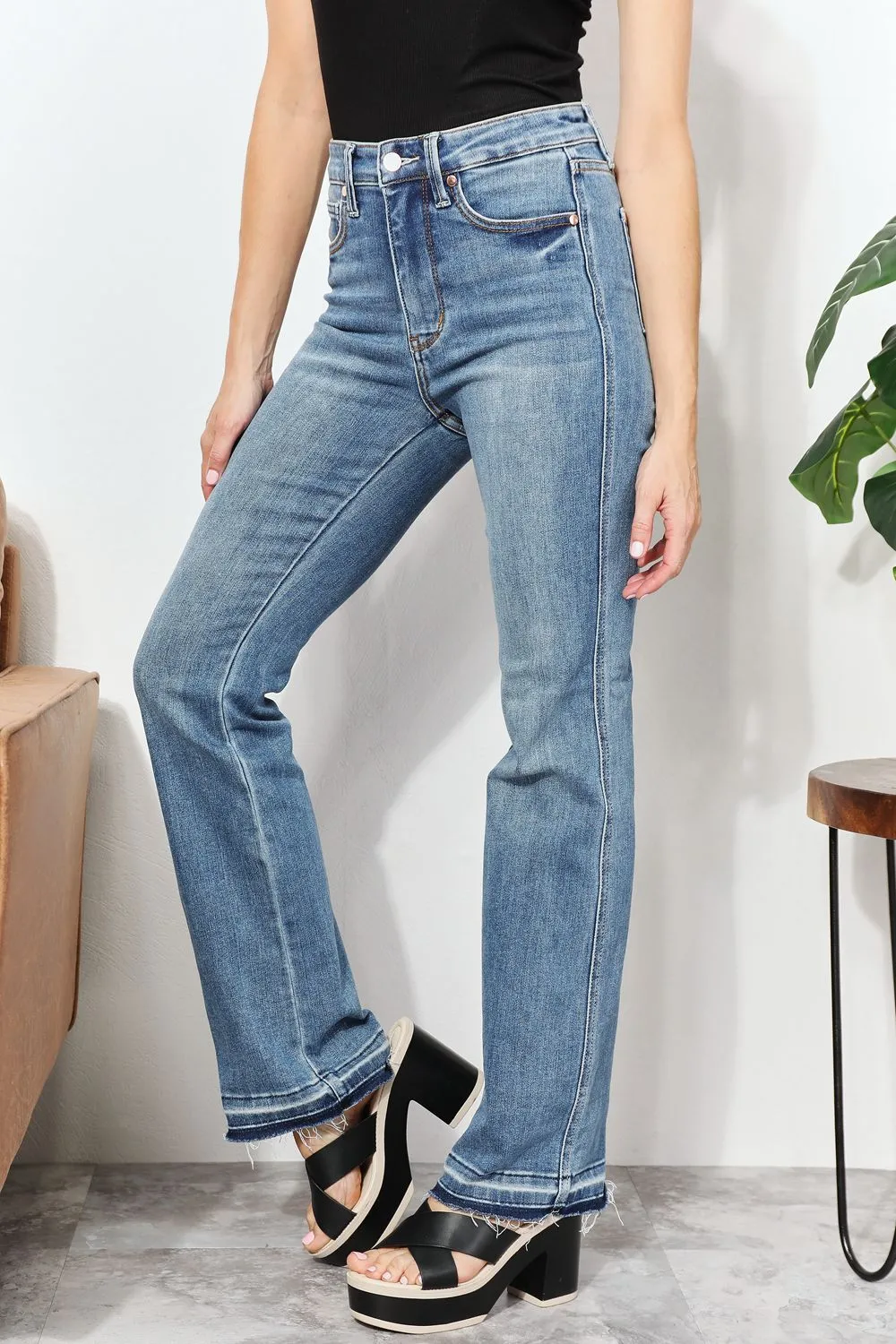 High Waist Full Size Jeans with Pockets