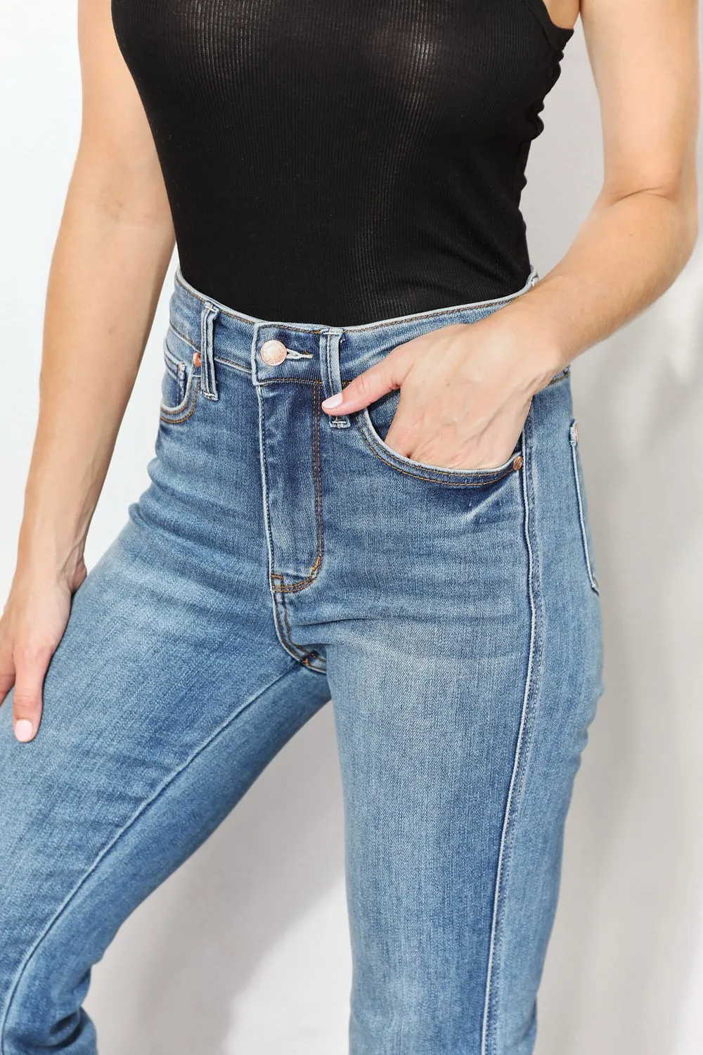 High Waist Full Size Jeans with Pockets