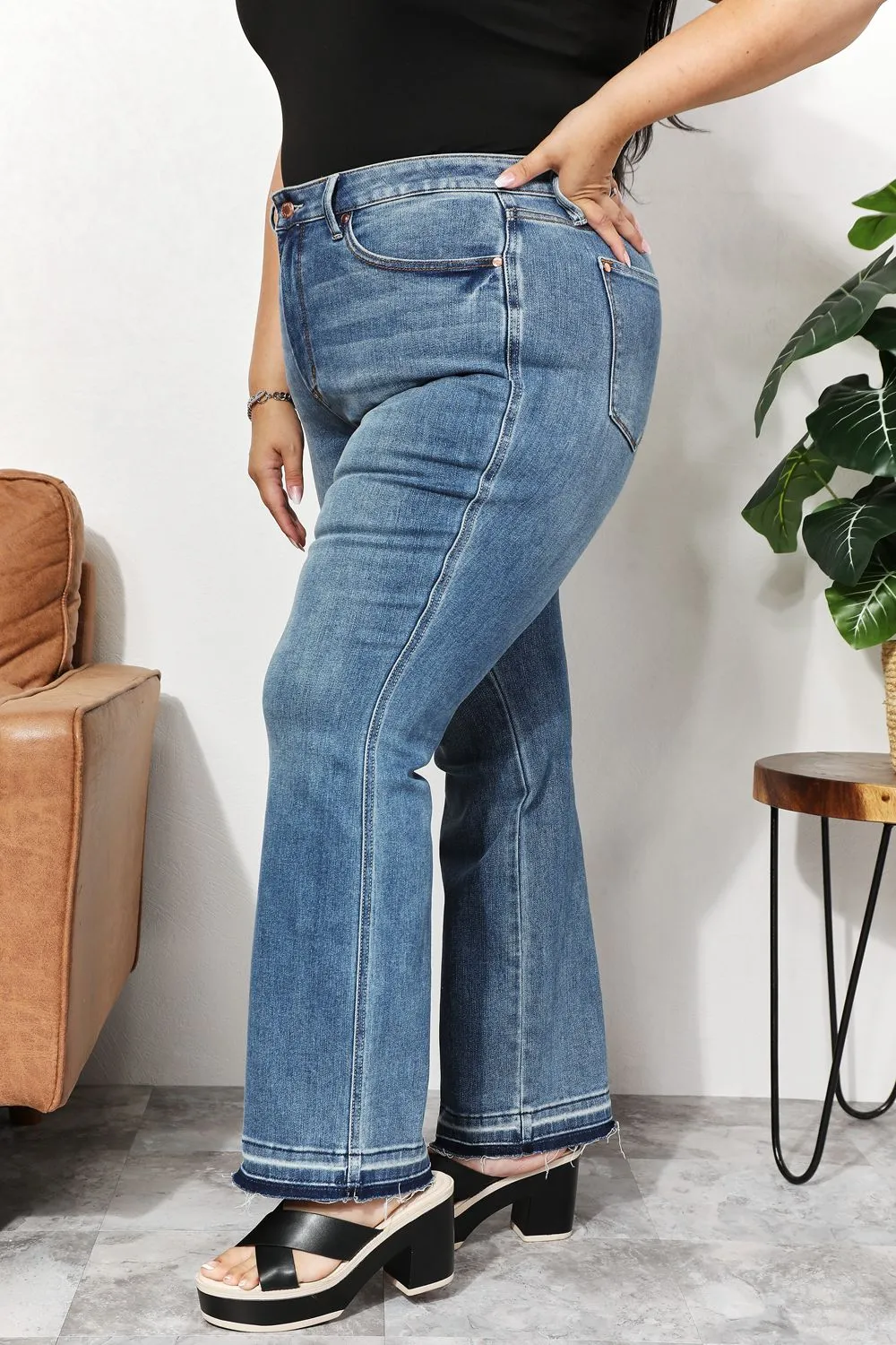 High Waist Full Size Jeans with Pockets