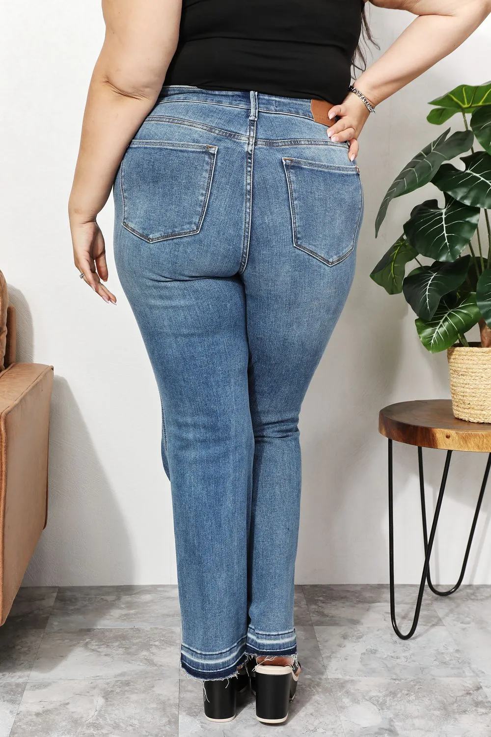 High Waist Full Size Jeans with Pockets