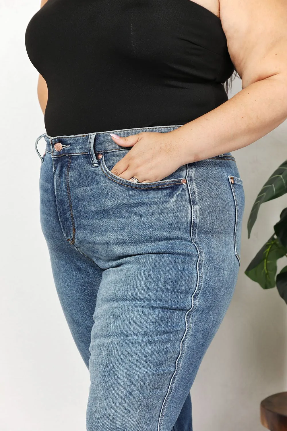 High Waist Full Size Jeans with Pockets