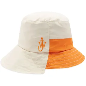 JW Anderson Asymmetric Bucket Hat in White & Orange