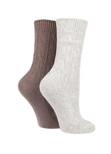 Kaleidoscope Cashmere Blend Cable Knit Socks (2 Pack) for Ladies by Pringle