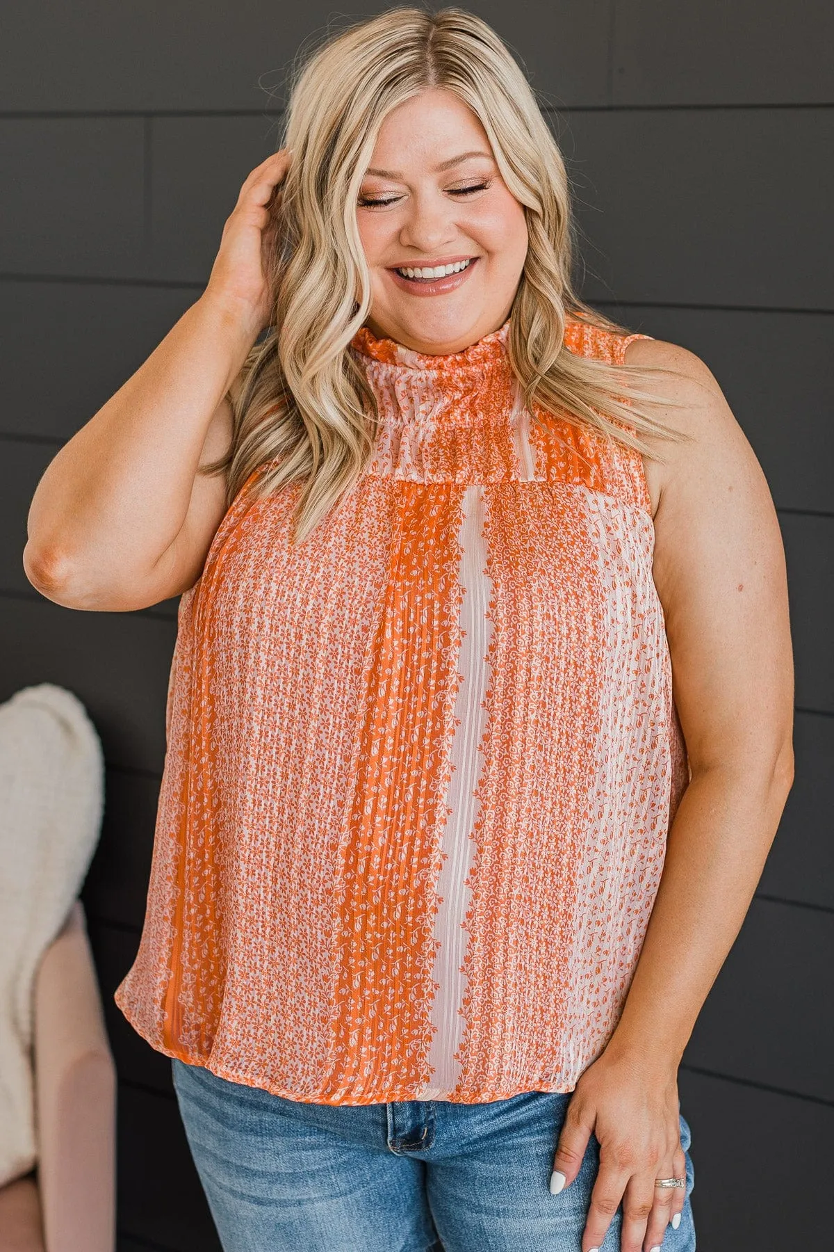 Orange Knit Tank Top