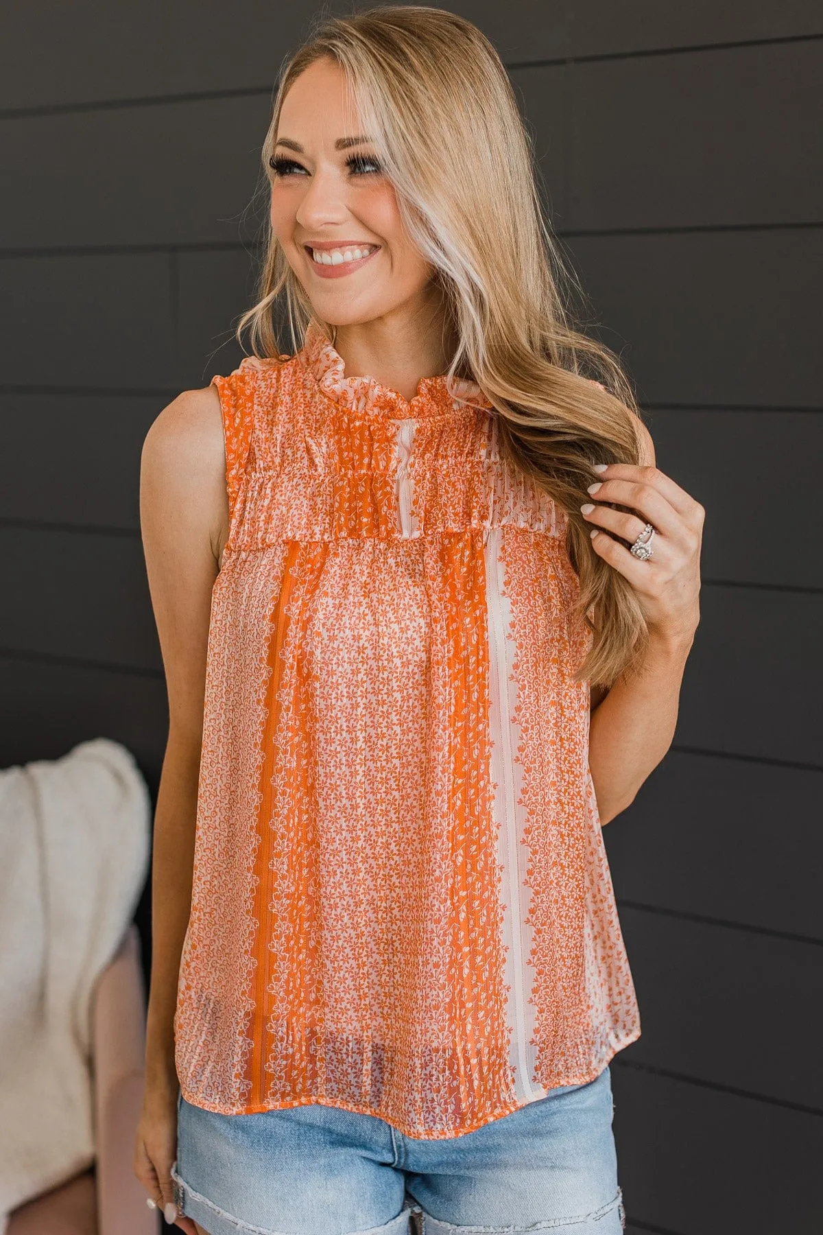 Orange Knit Tank Top