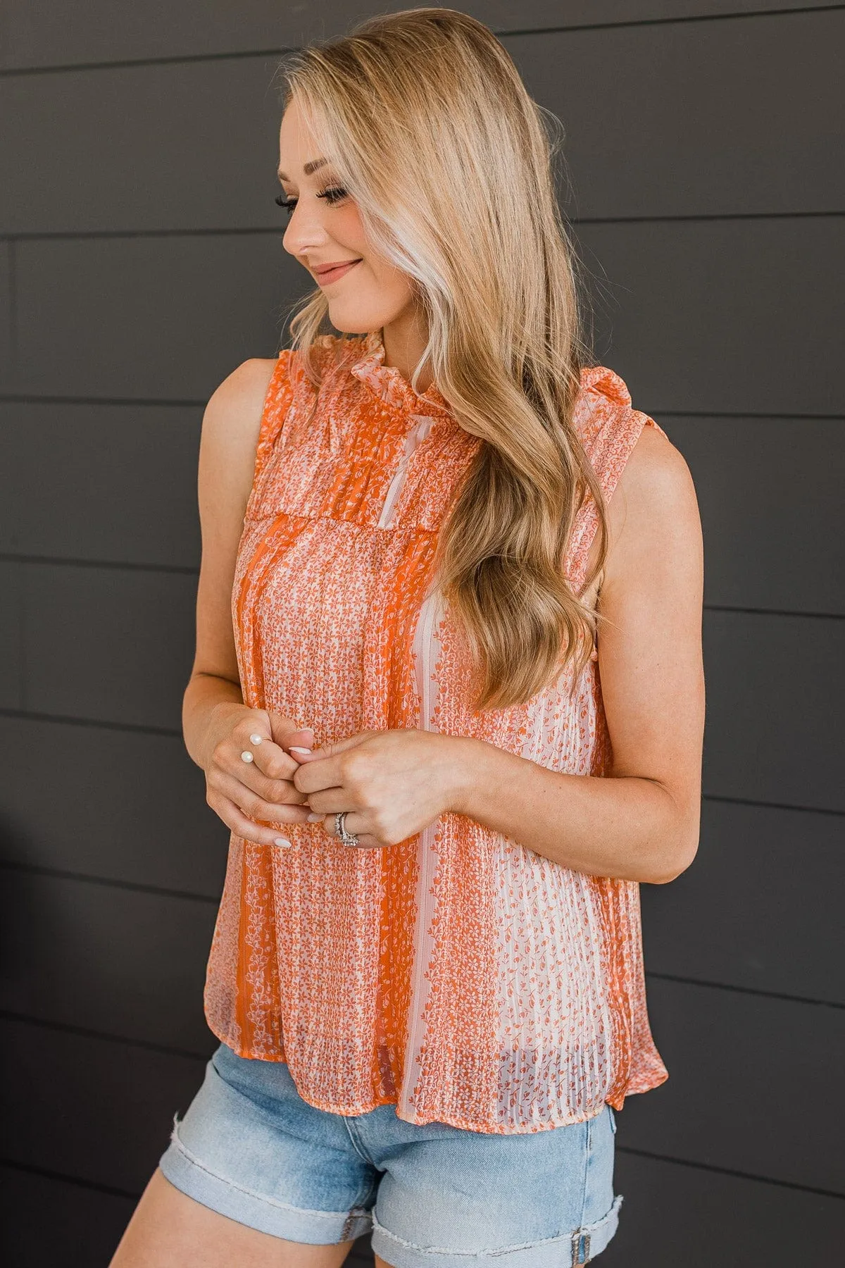 Orange Knit Tank Top