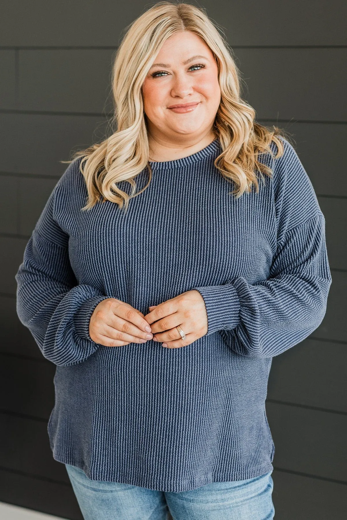 Navy Knit Top