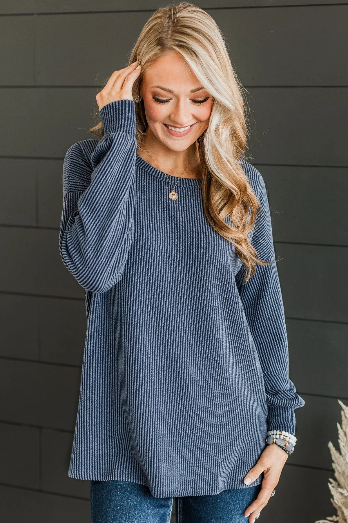 Navy Knit Top