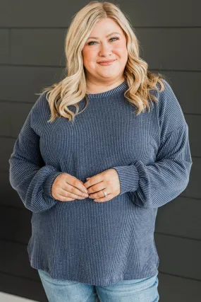 Navy Knit Top