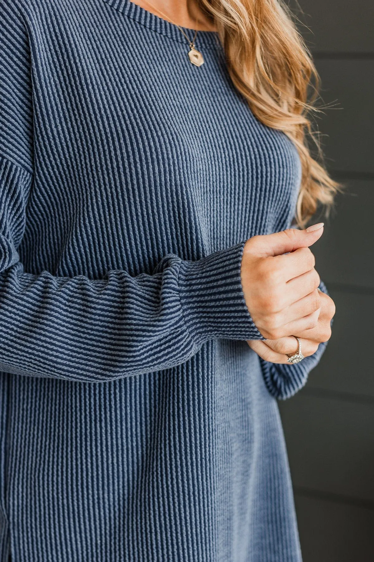 Navy Knit Top