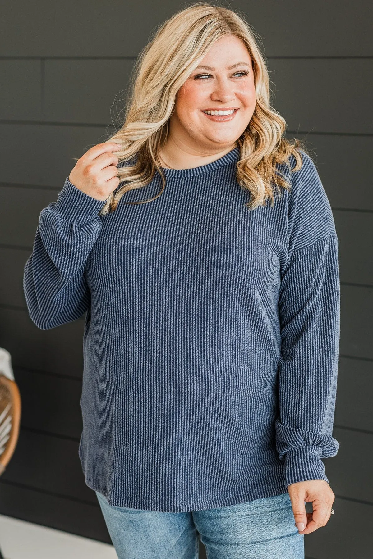 Navy Knit Top