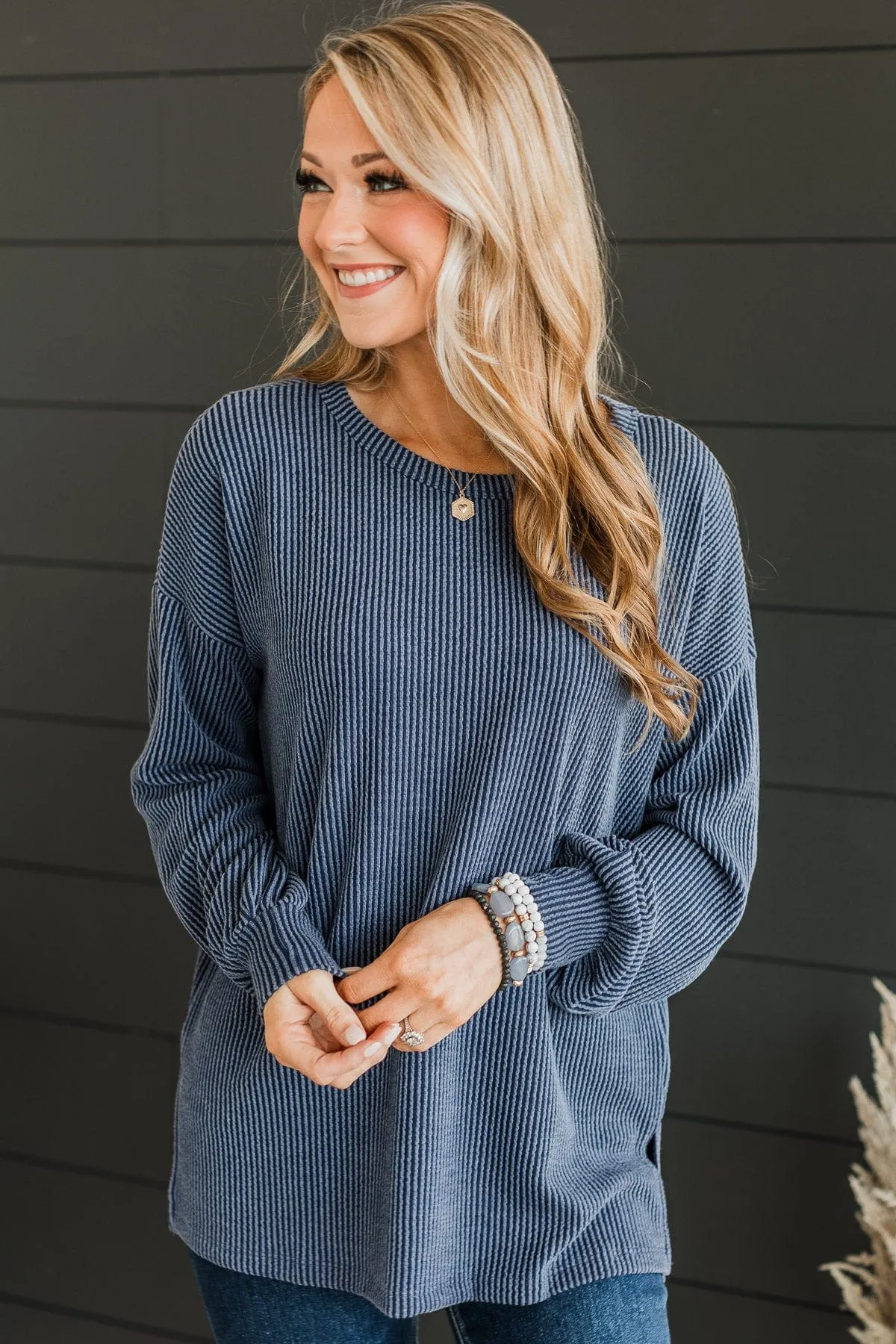 Navy Knit Top