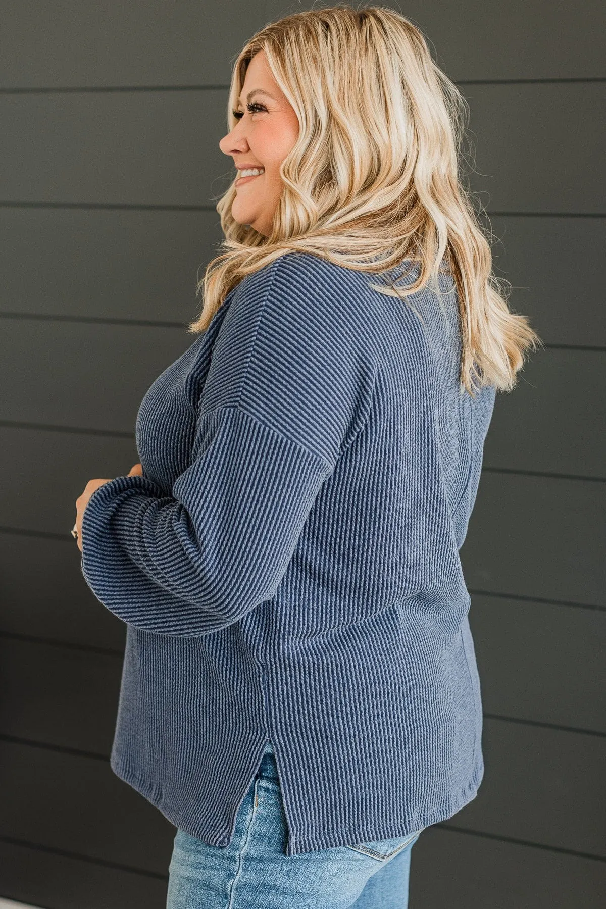 Navy Knit Top