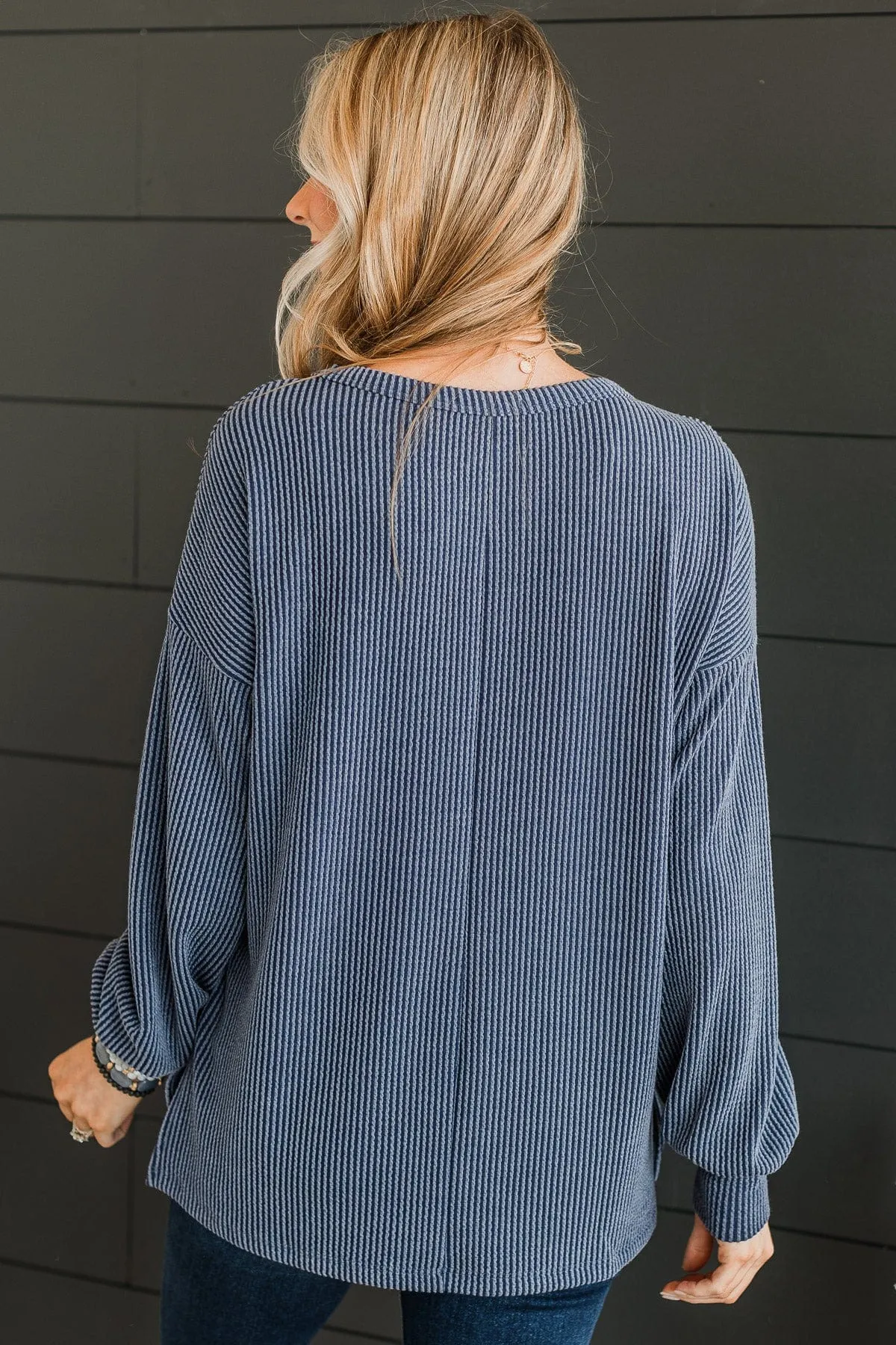 Navy Knit Top