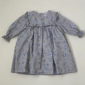 Grey and Blue Frilly Dress for 3-Year-Olds by La Coqueta