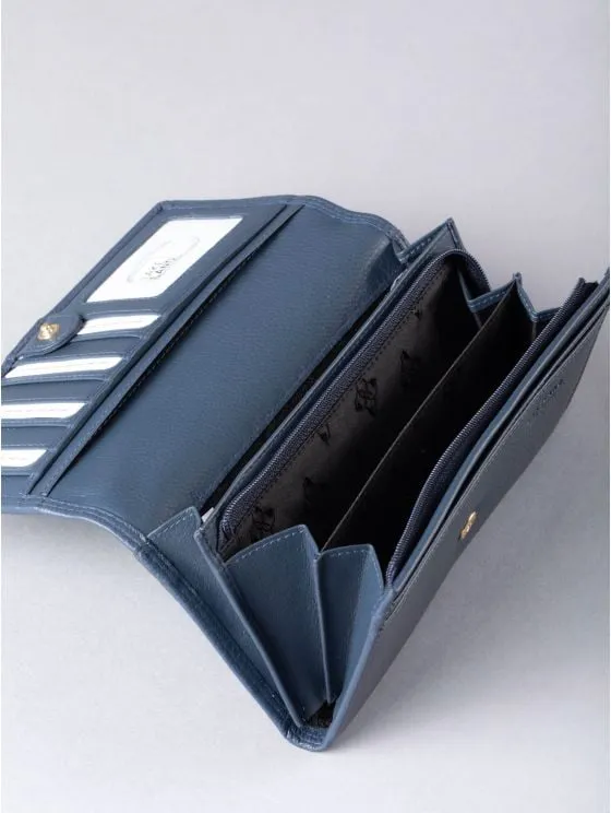 Large Leather Purse in Navy