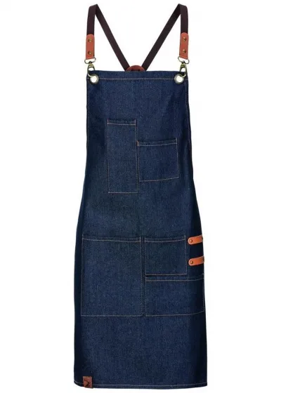 Latzschürze X-Bindung - Marineblau Denim