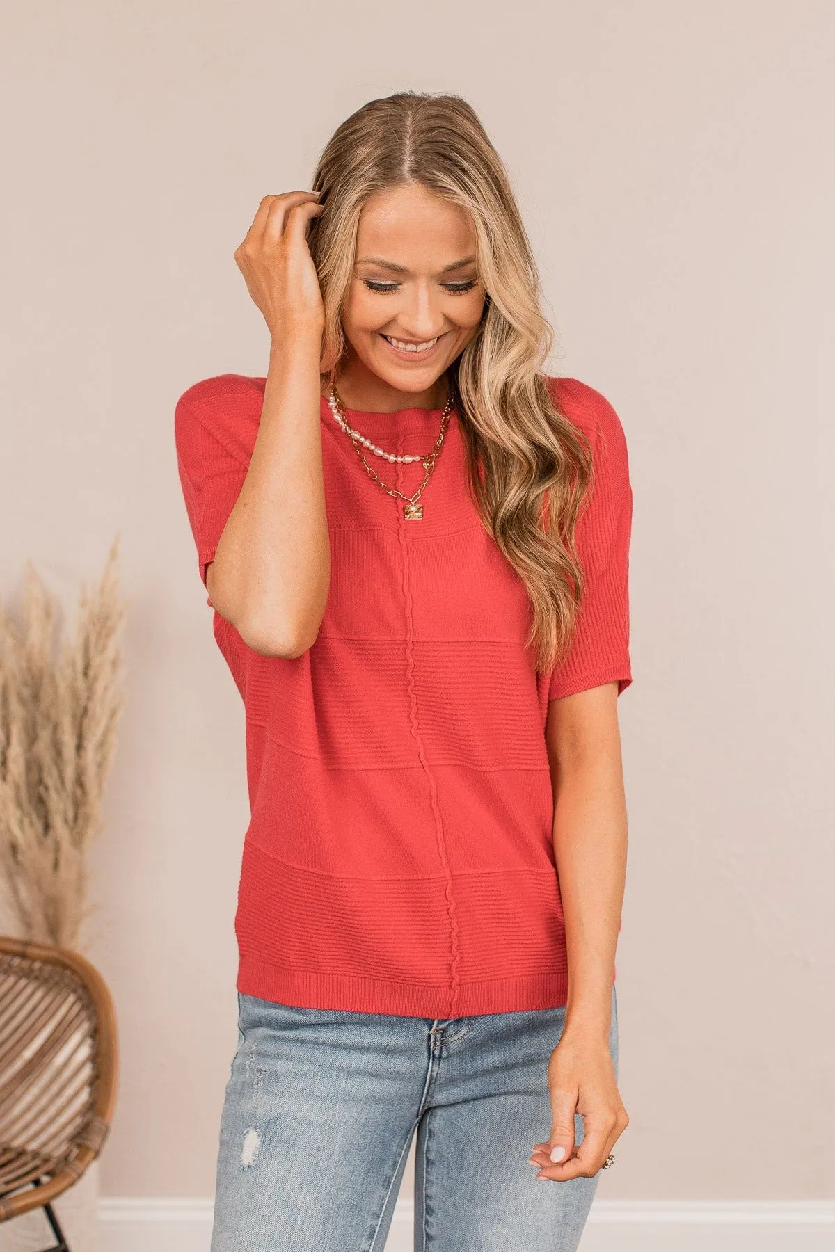 Ribbed Buttoned V-neck Tank