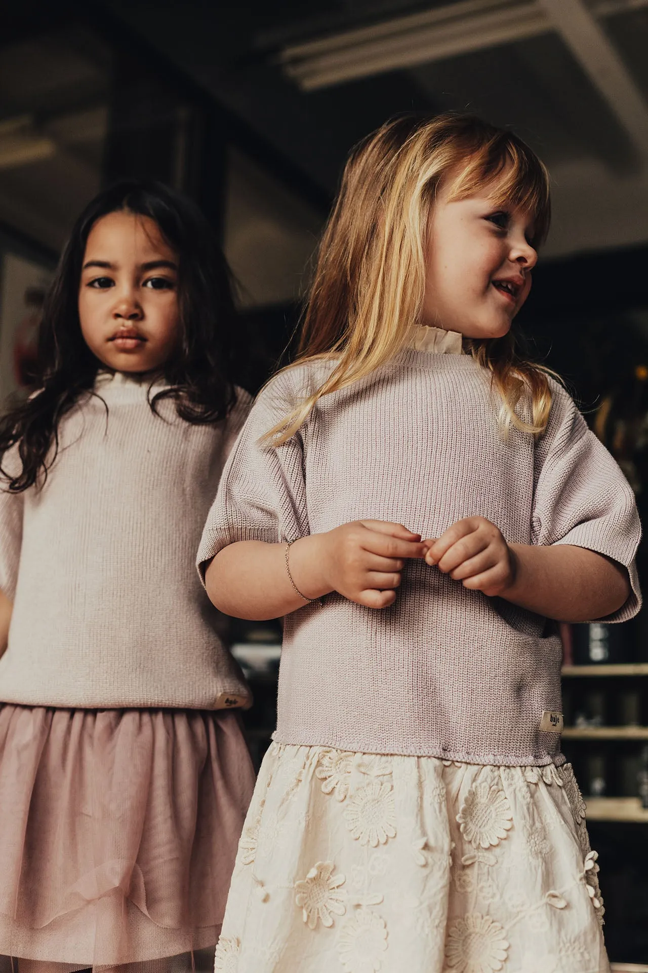 Lilac Knit Dress with Embroidery Skirt