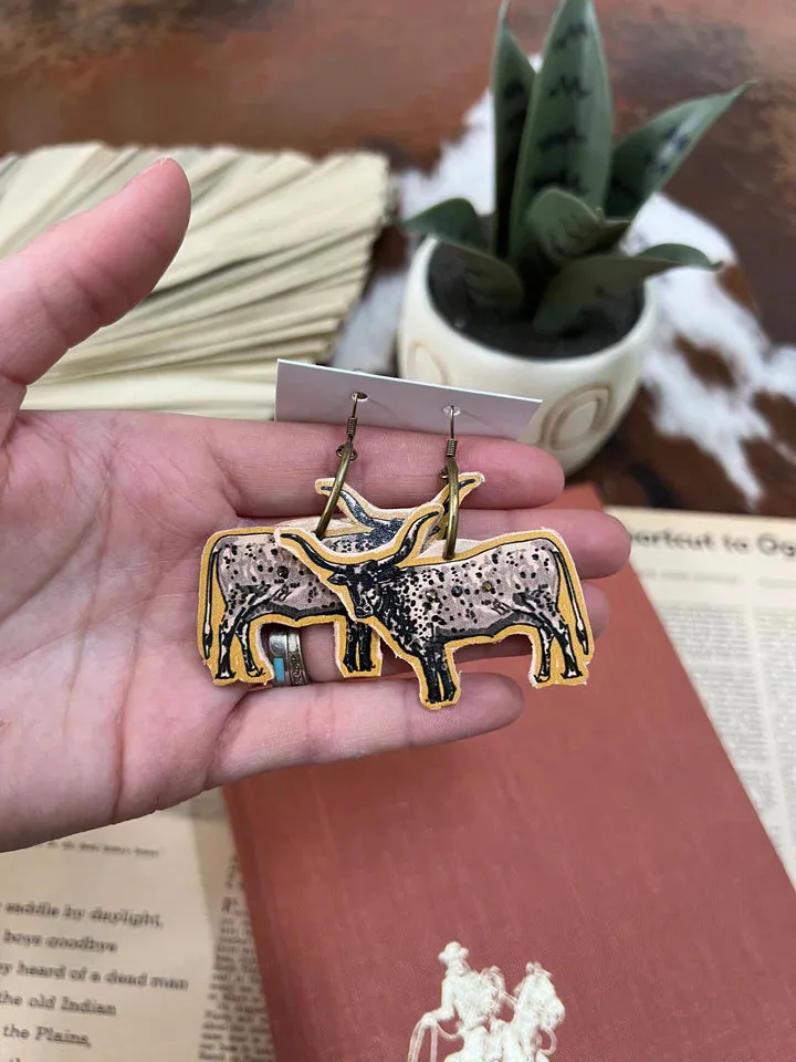 Longhorn Leather Earrings