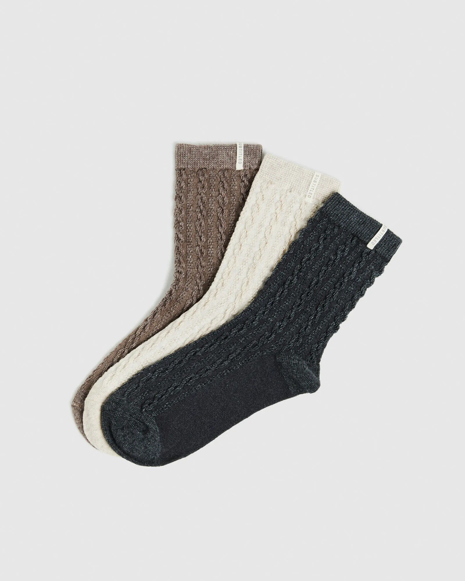 Luca Cable Knit Socks Melange Multi (3 Pack) by Subtitled