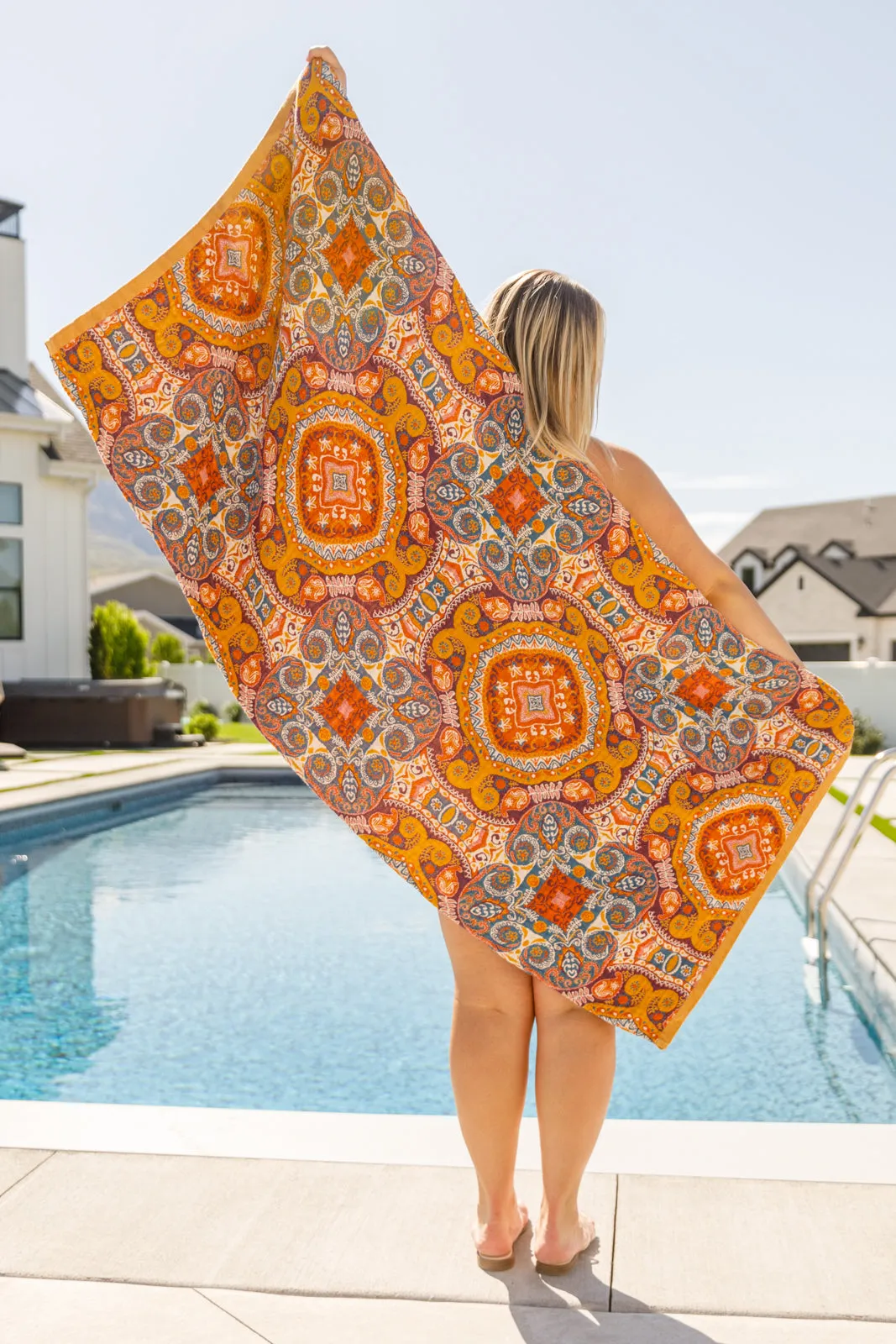 boho medallions beach towel with luxury touch