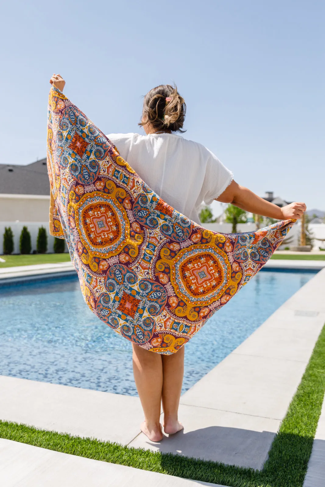 boho medallions beach towel with luxury touch