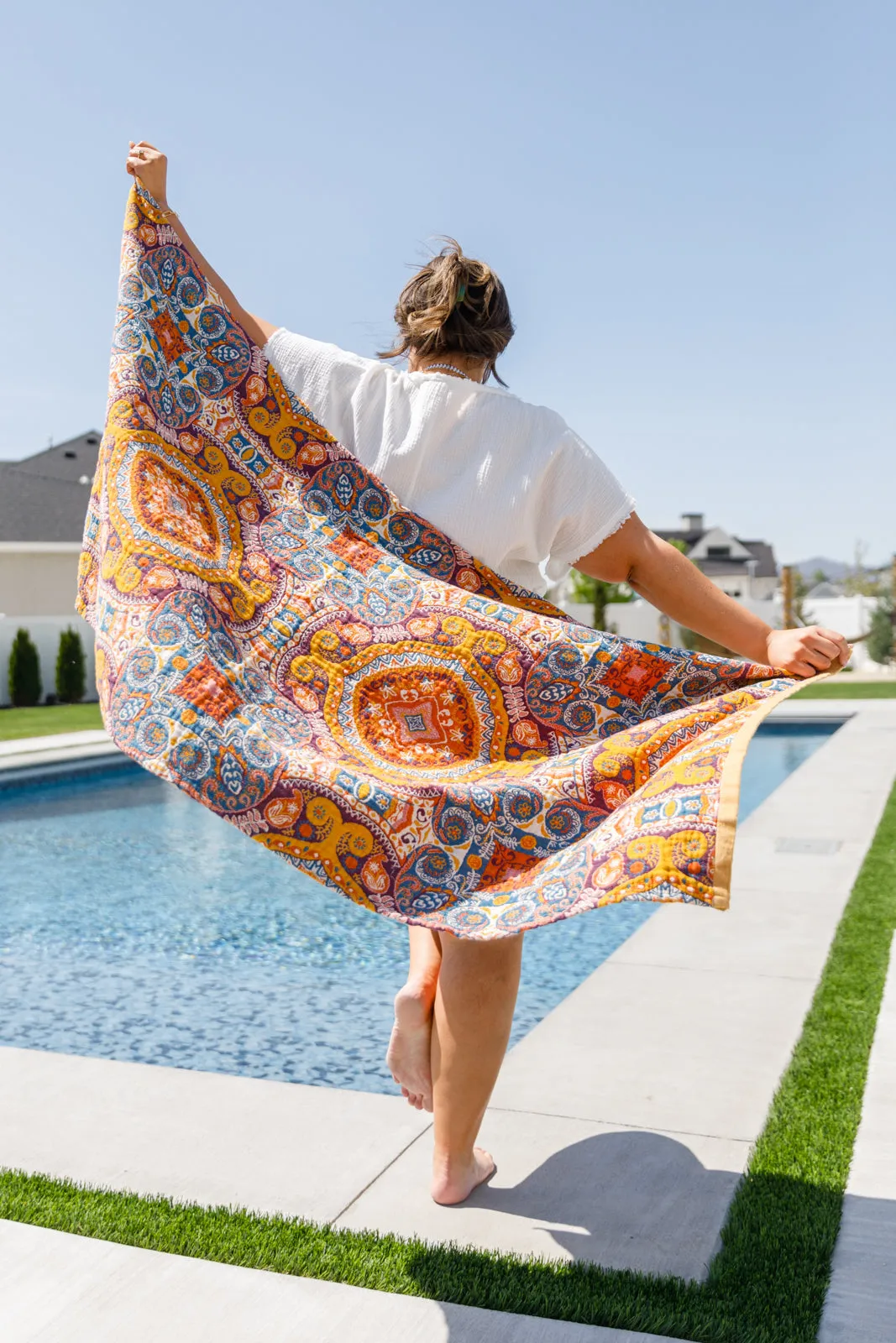 boho medallions beach towel with luxury touch