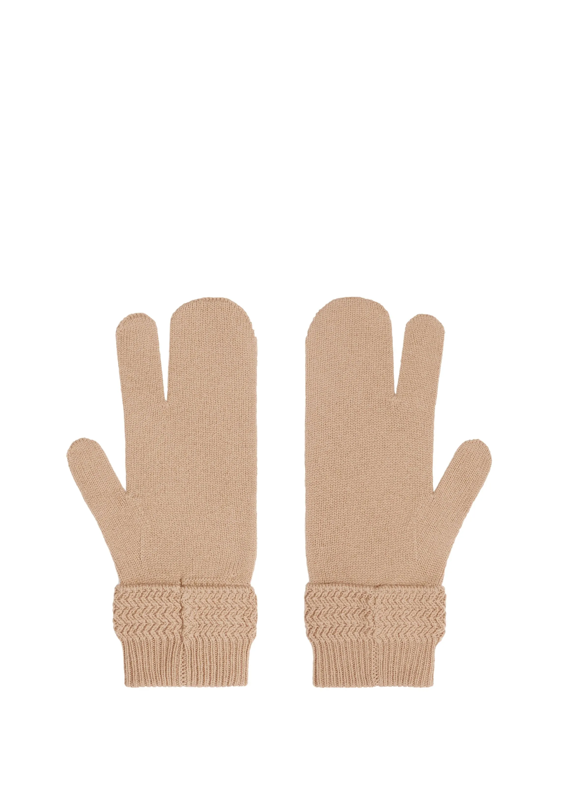 Maison Margiela Brown Ribbed Knit Gloves