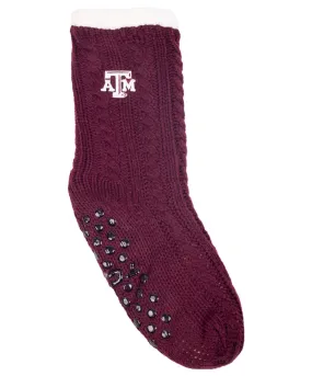 Maroon Cable Knit Socks