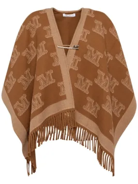 Logo Jacquard Wool Cape