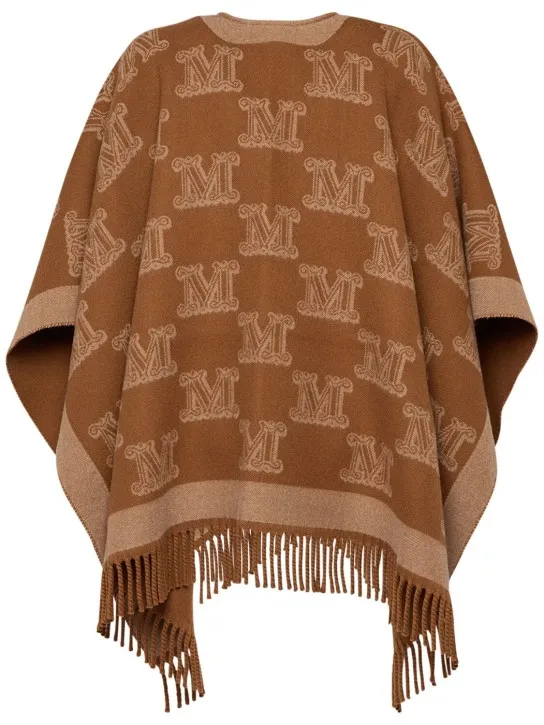 Logo Jacquard Wool Cape