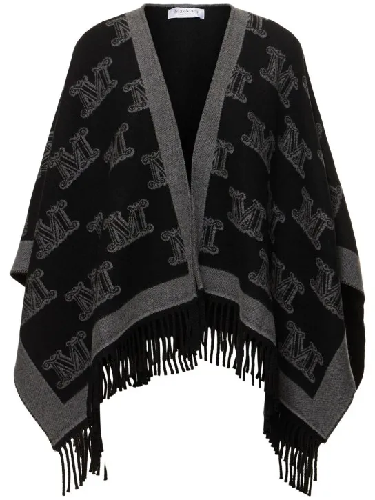 Logo Jacquard Wool Cape