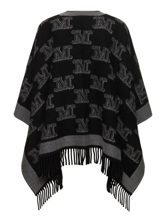 Logo Jacquard Wool Cape