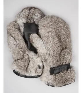 High-Quality Grey Rabbit Fur Mittens for Men