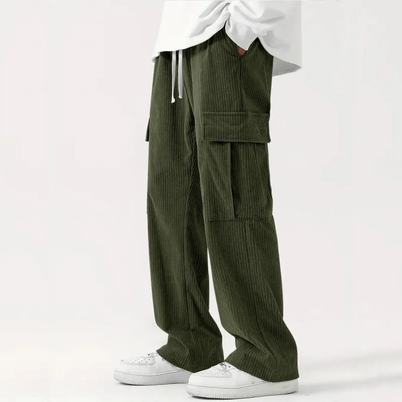 Men's Casual Corduroy Elastic Waist Loose Pants 74127337M
