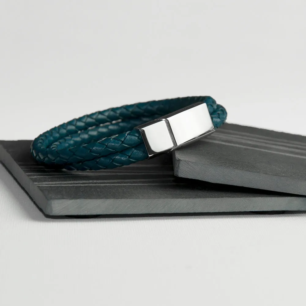 Teal Dual Leather Woven Men's Bracelet