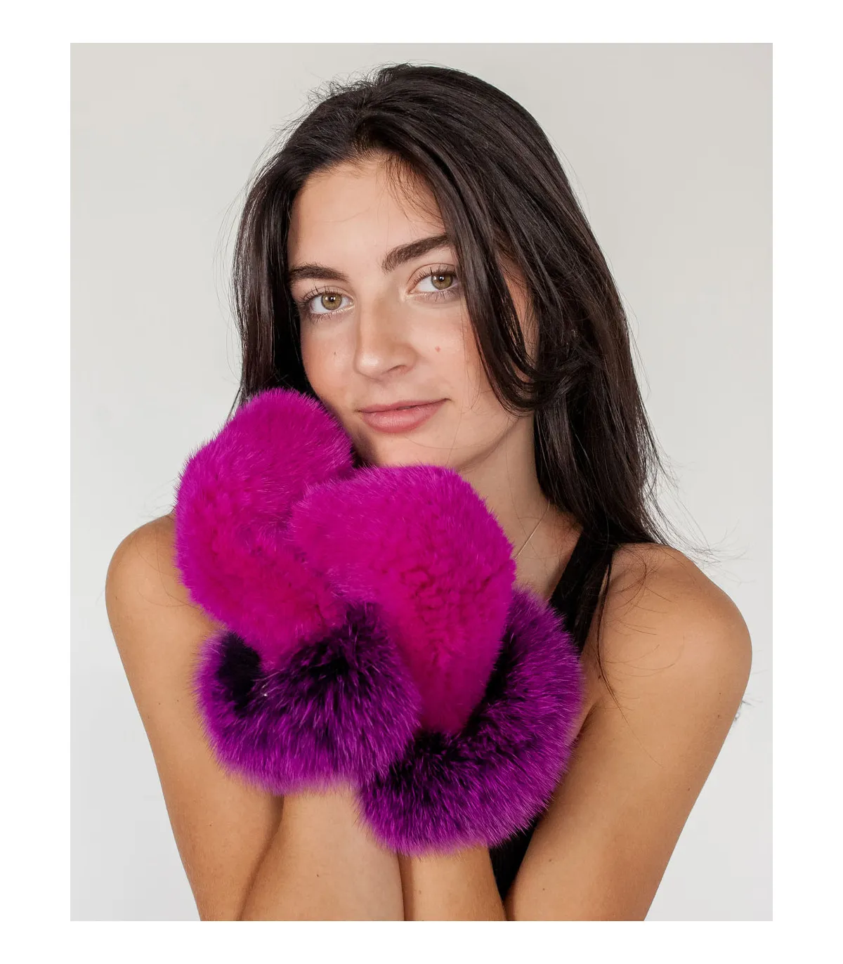 Mink Fur Mittens Fox Fur Trim FurHatWorld